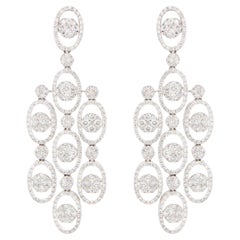 Diamond Chandelier Earrings 3.7 Carats 18K White Gold