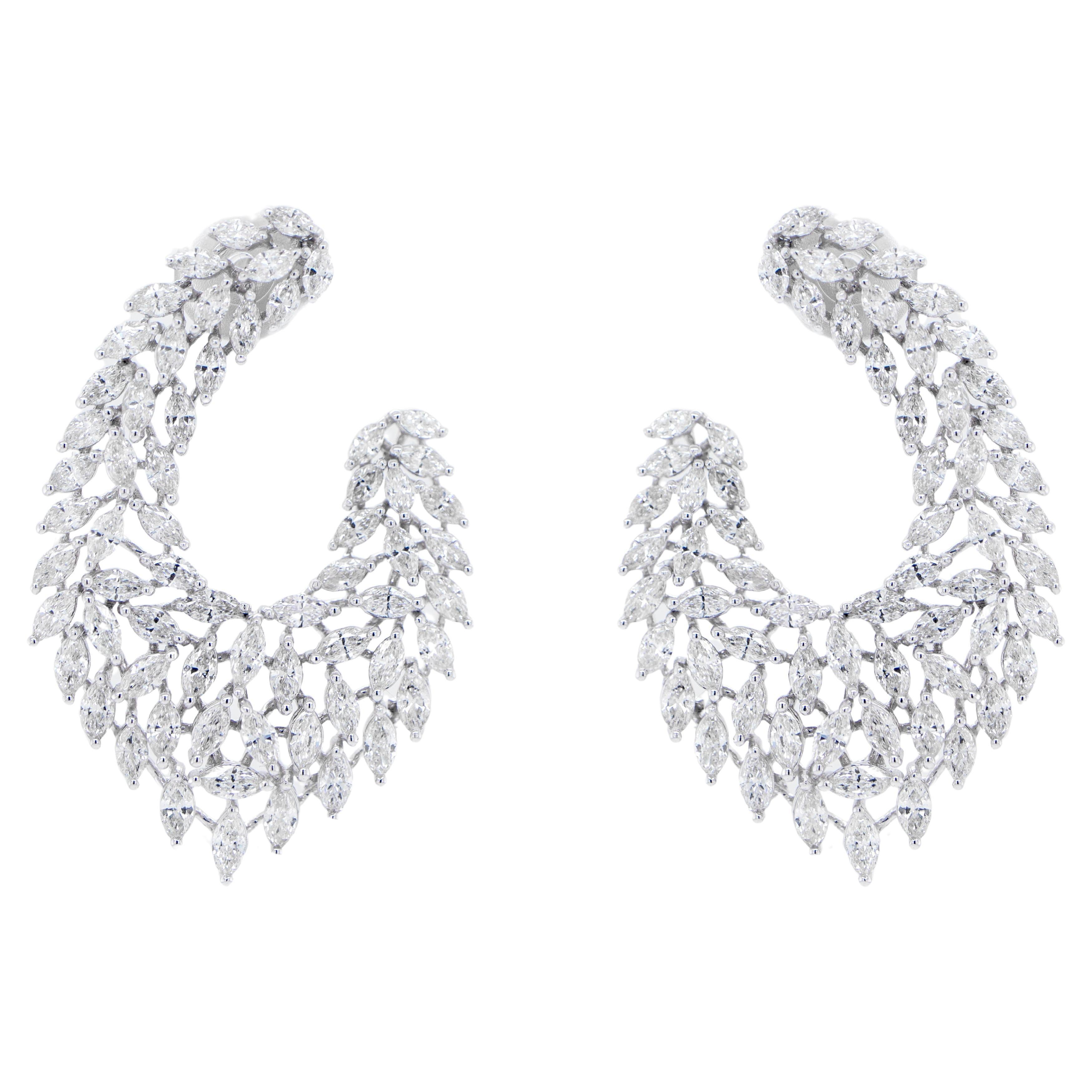 Diamond Chandelier Earrings 5.13 Carats 18K White Gold