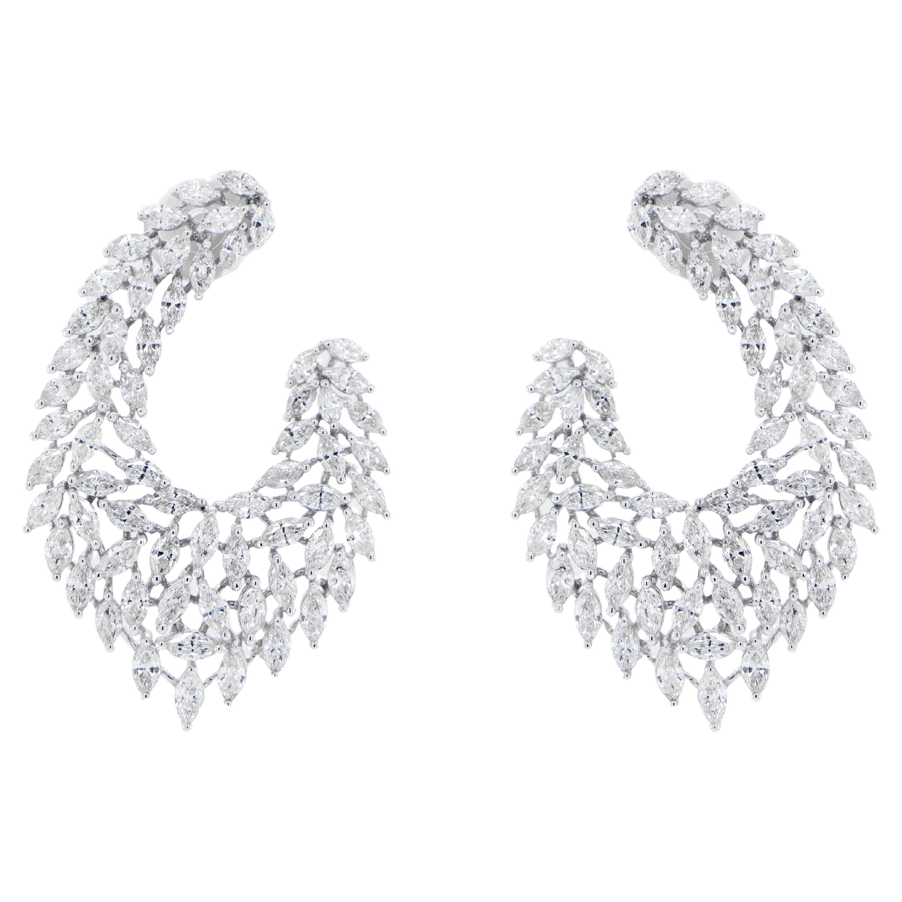 Diamond Chandelier Earrings 5.13 Carats 18K White Gold