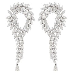Diamond Chandelier Earrings 7.98 Carats 18K White Gold