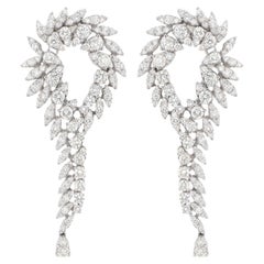 Diamond Chandelier Earrings 7.98 Carats 18K White Gold