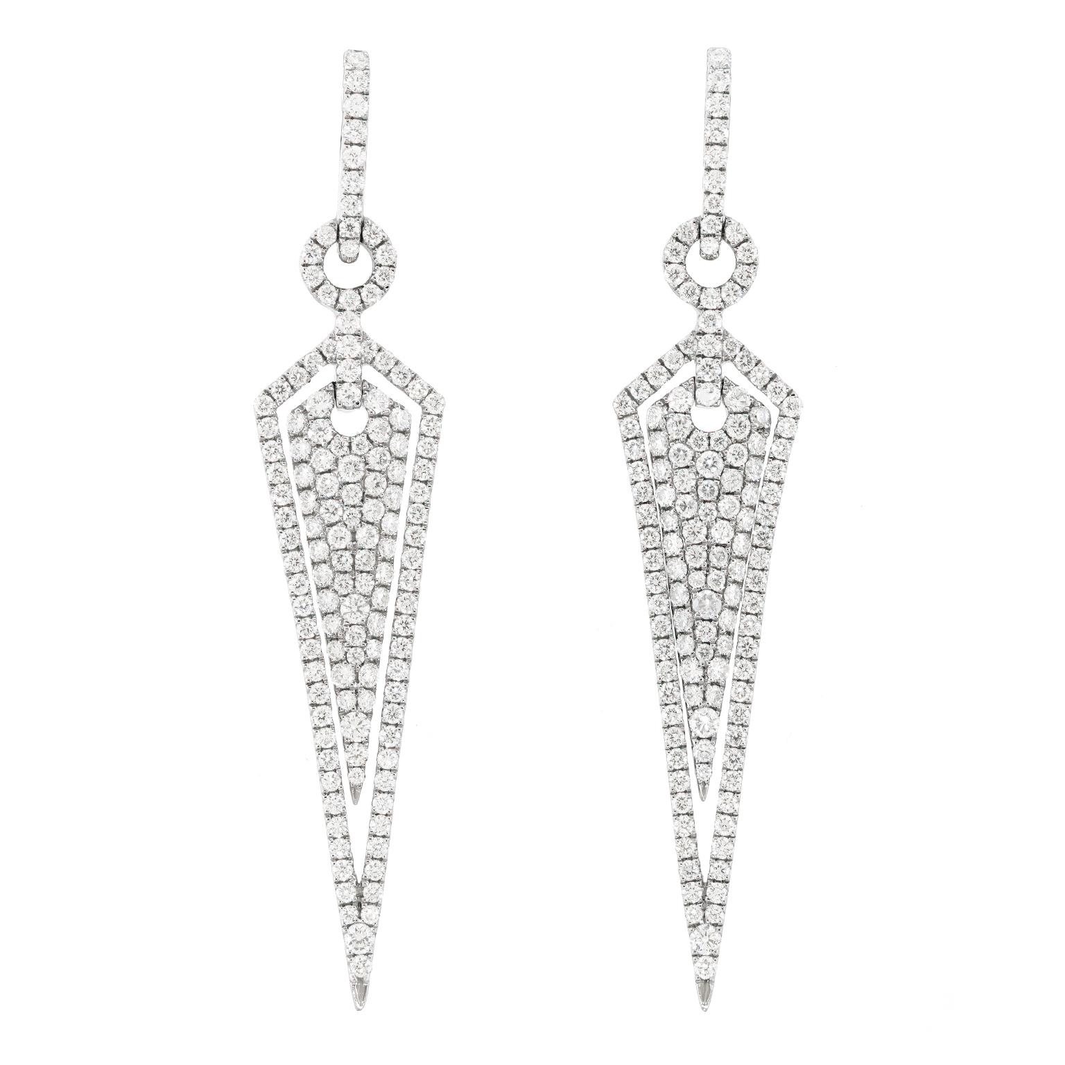 Round Cut Diamond Chandelier Earrings by Spark Creations For Sale
