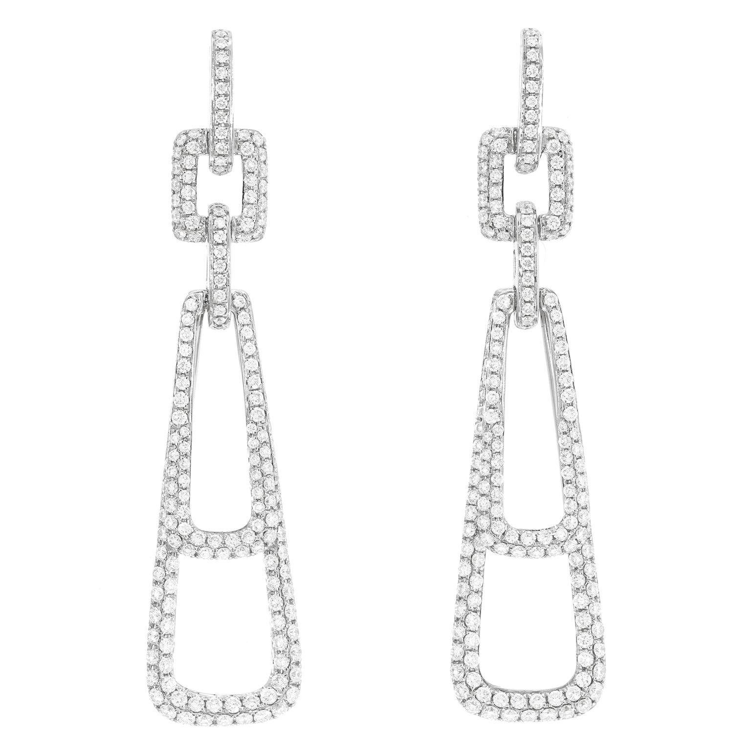 Round Cut Diamond Chandelier Earrings by Spark For Sale
