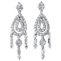 Boucles d'oreilles chandelier en diamant Estate Jewelry or 18 carats Fringe Drops Vintage Jewelry