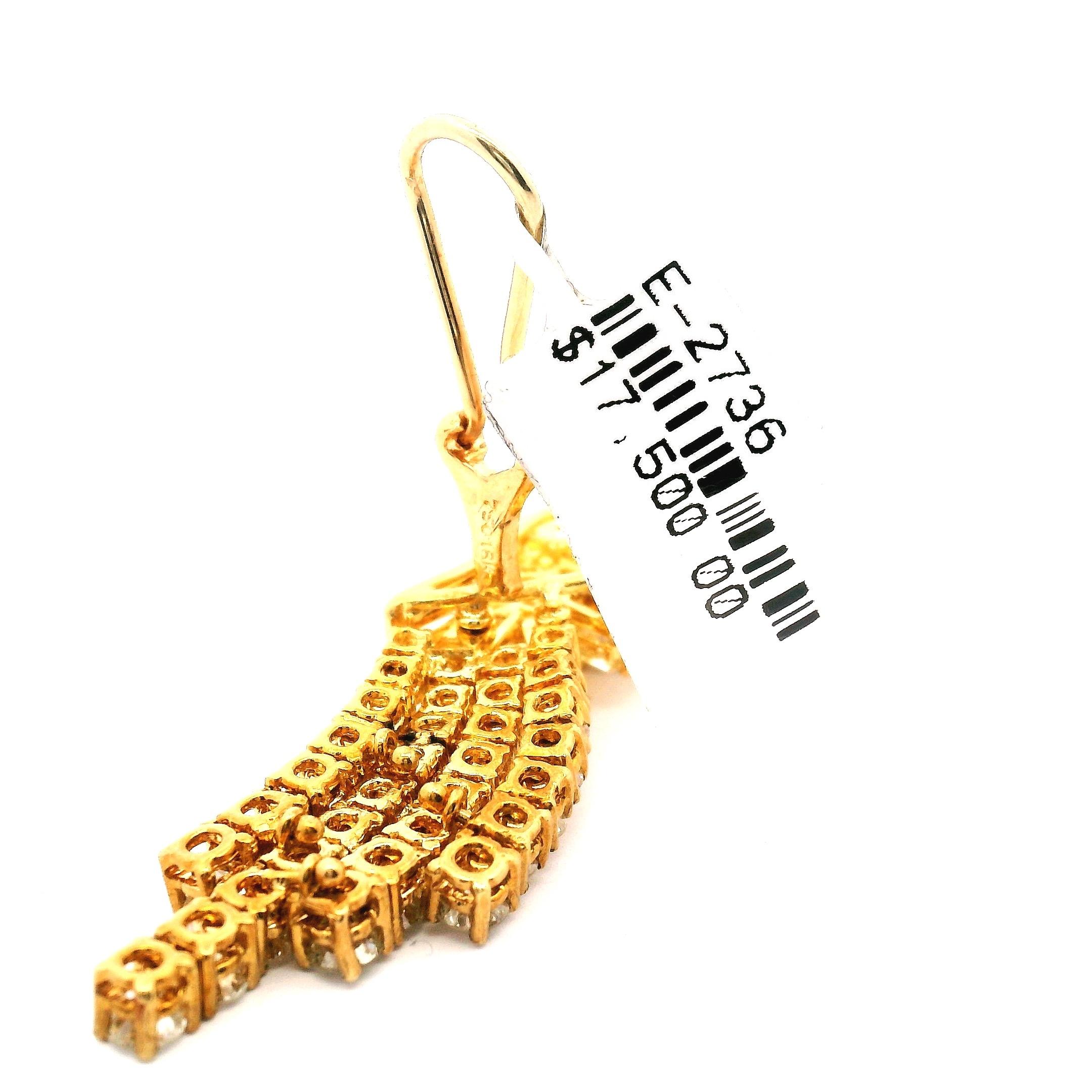 Boucles d'oreilles chandelier - Diamant en vente 7