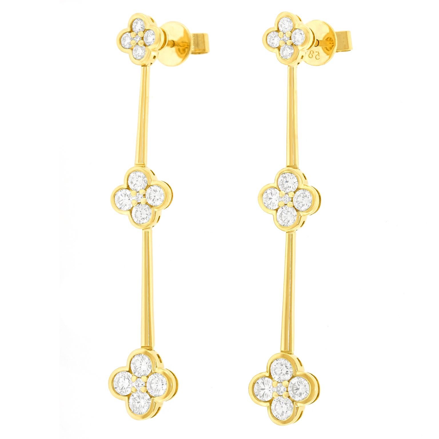 Diamant-Chandelier-Ohrringe (Rundschliff) im Angebot
