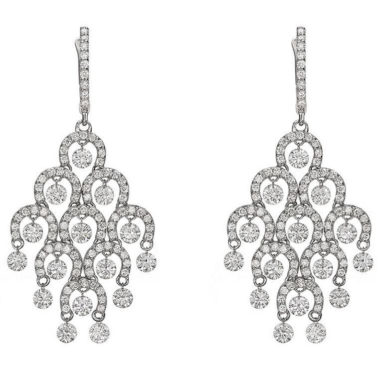 Diamond Chandelier Earrings In New Condition In Greenwich, CT