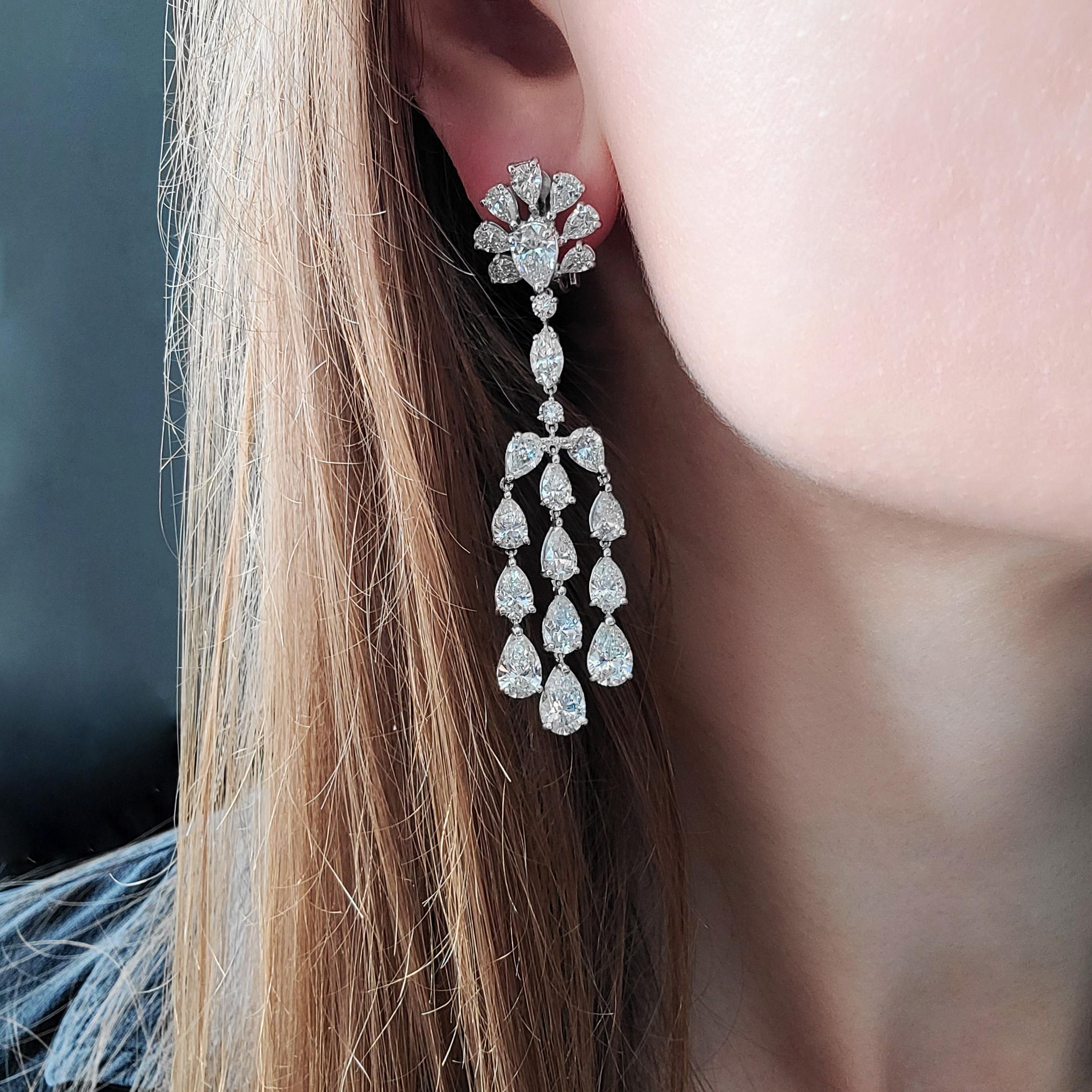 Artist Diamond Chandelier earrings  For Sale
