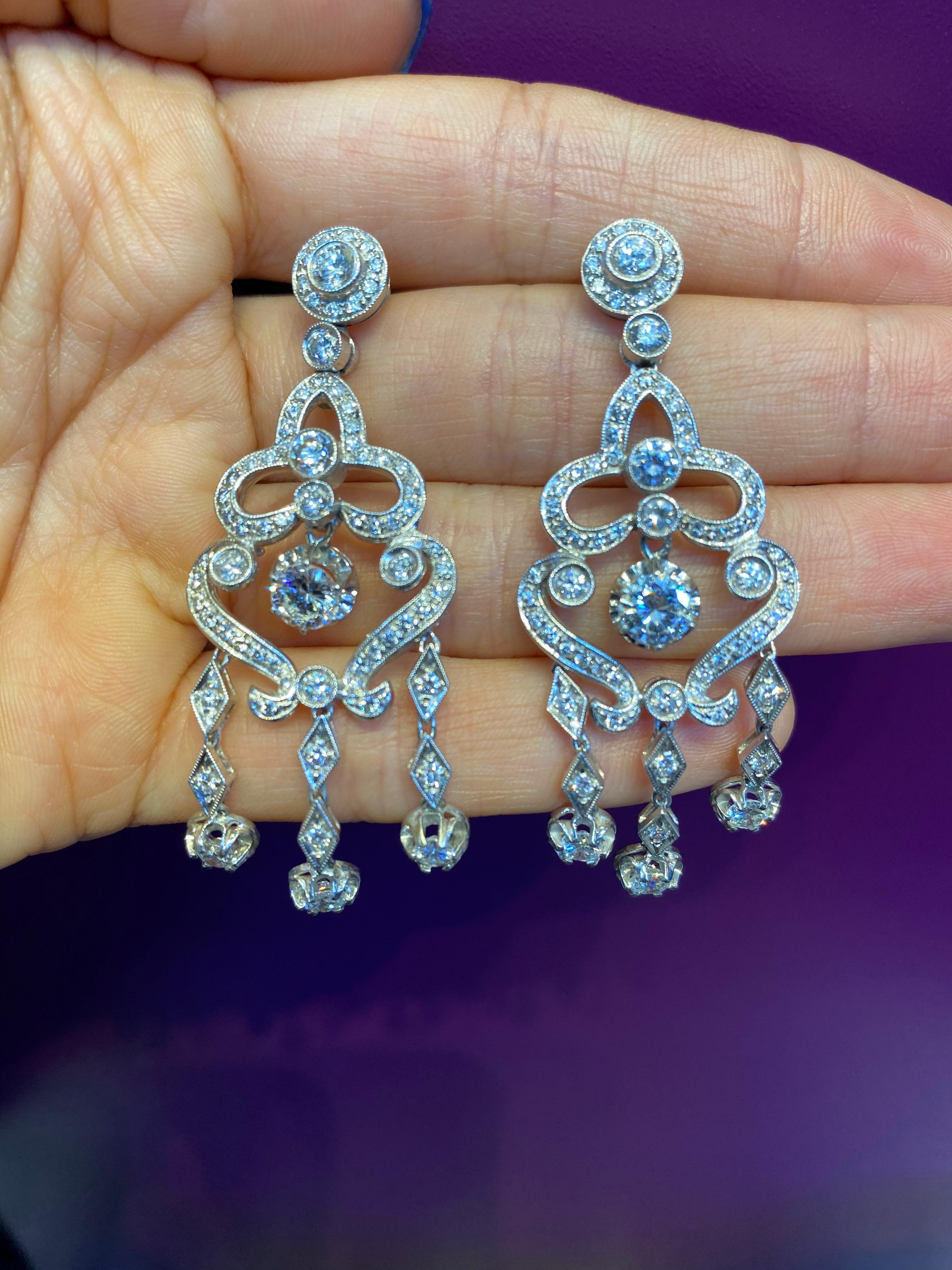 Women's Diamond Chandelier Earrings For Sale