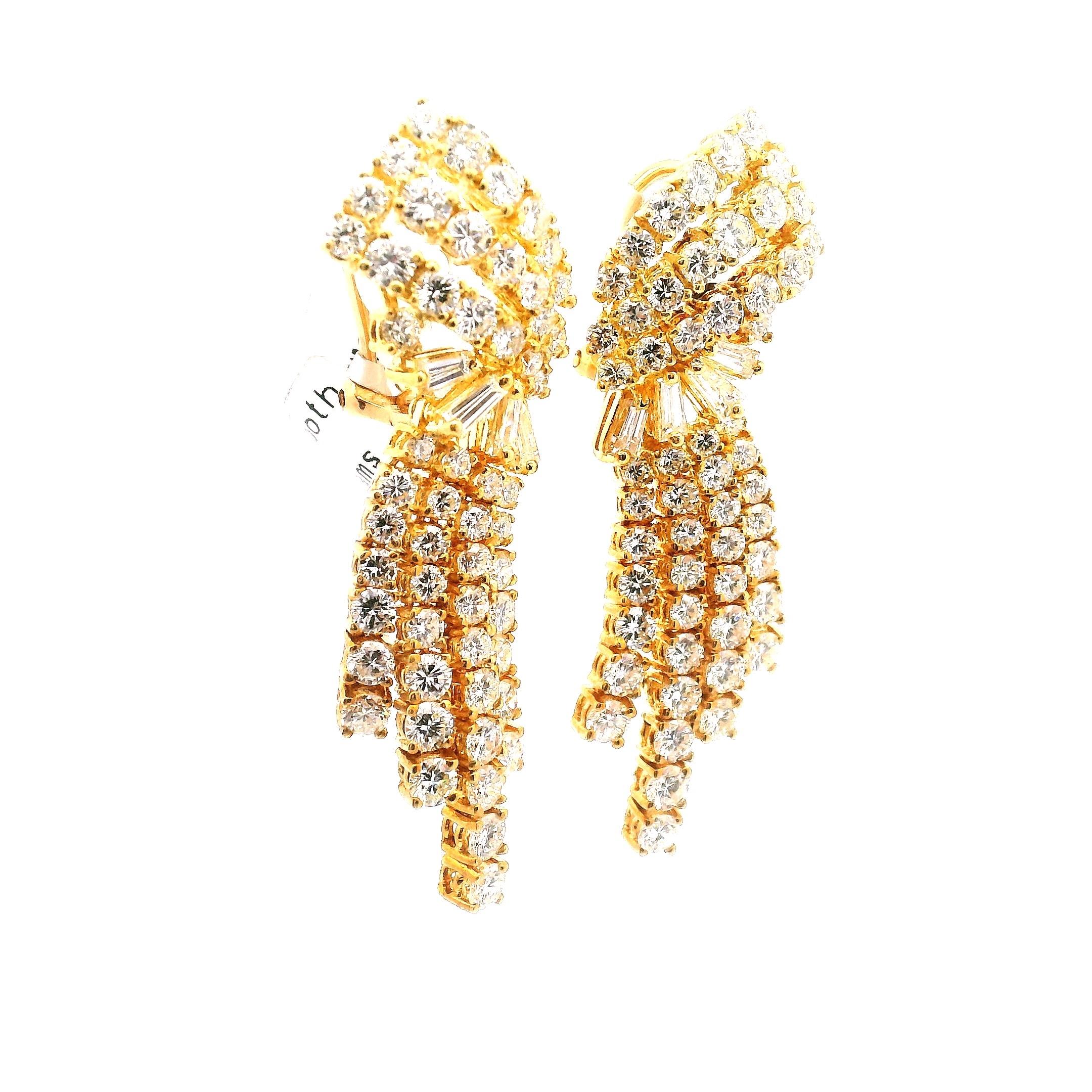 Boucles d'oreilles chandelier - Diamant en vente 1