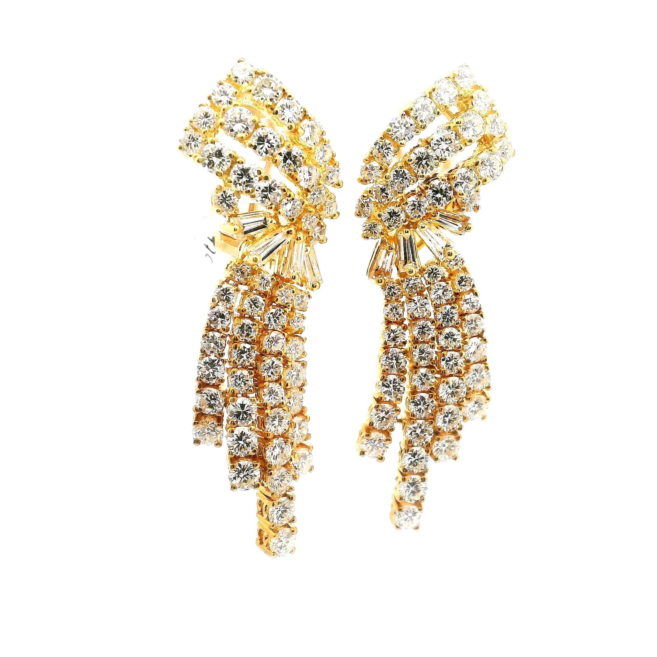 Boucles d'oreilles chandelier - Diamant en vente 2