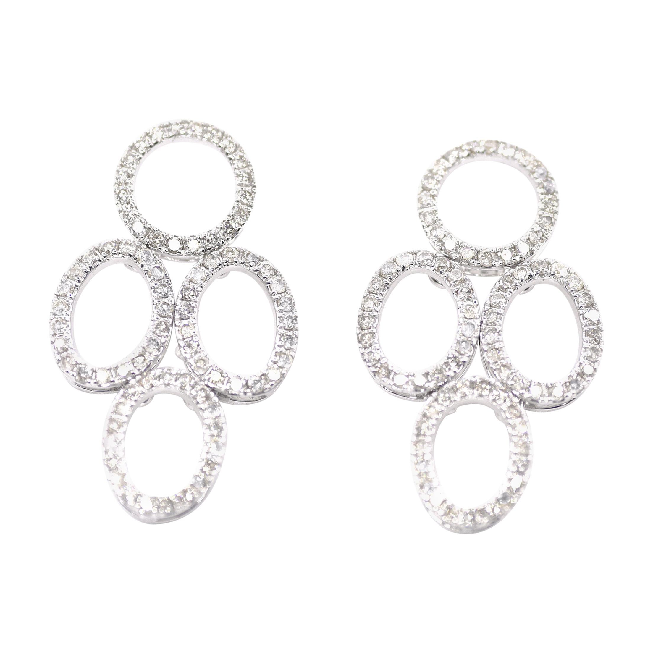 Diamond Chandelier Earrings in 18 Karat White Gold For Sale