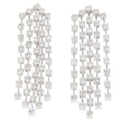 Diamond Chandelier Earrings White Gold 14 Karat 5.46 Carat