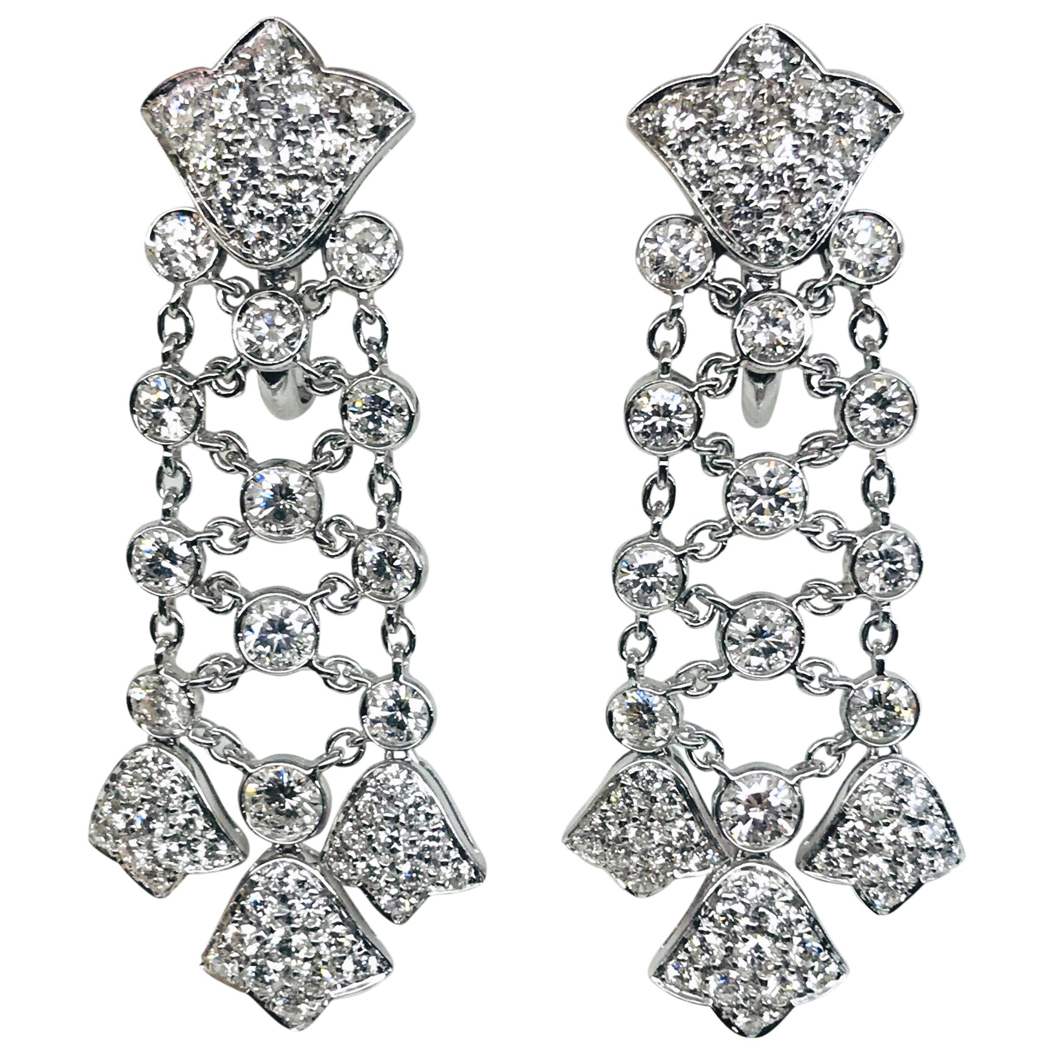 Diamond Chandelier Earrings White Gold For Sale