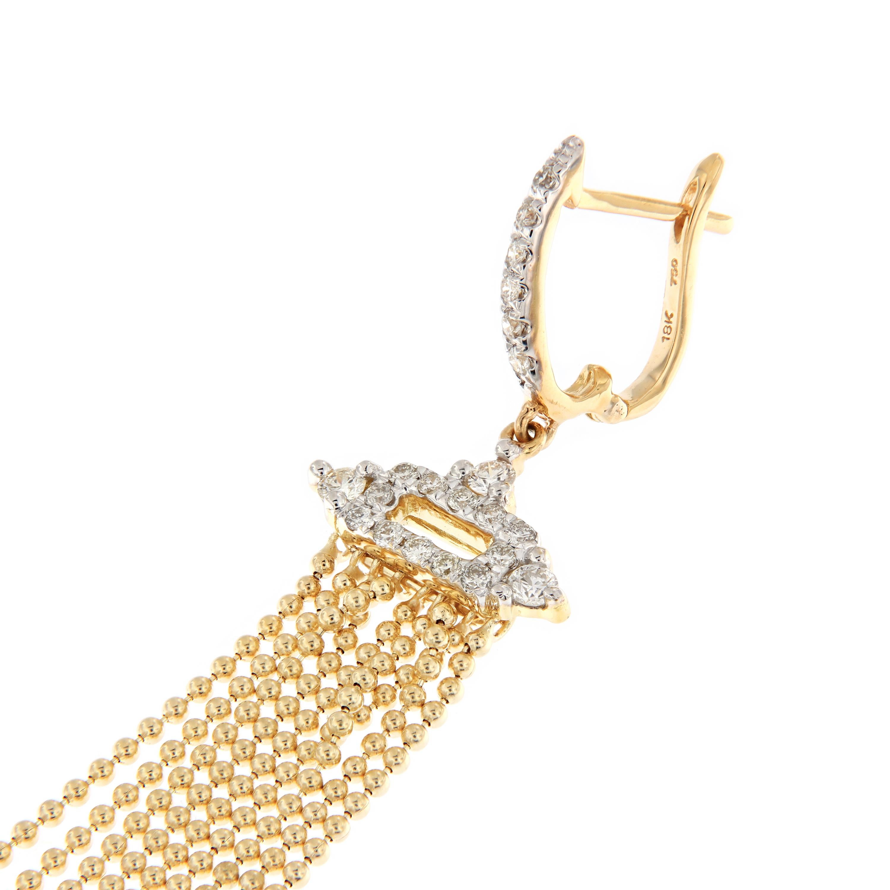 Diamond Chandelier Gold Earrings In New Condition In Troy, MI