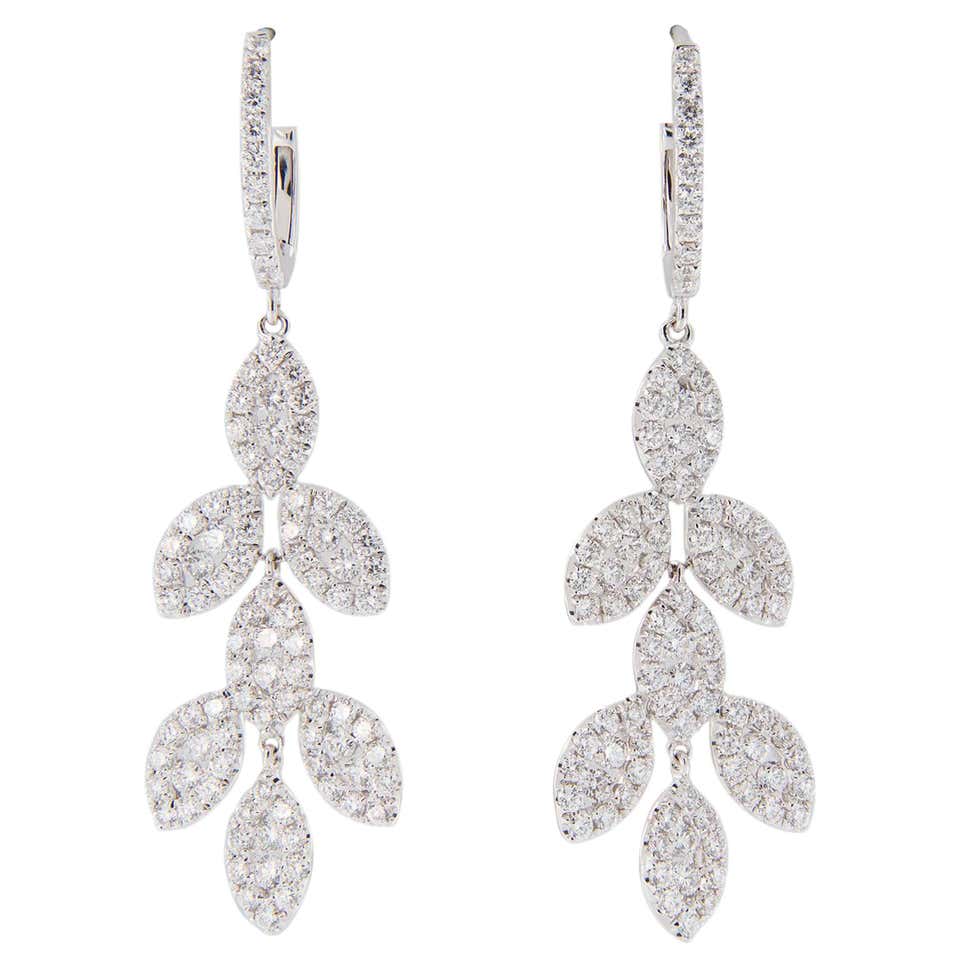 Diamond Chandelier Dangle 18 Karat White Gold Drop Earrings Modern For ...