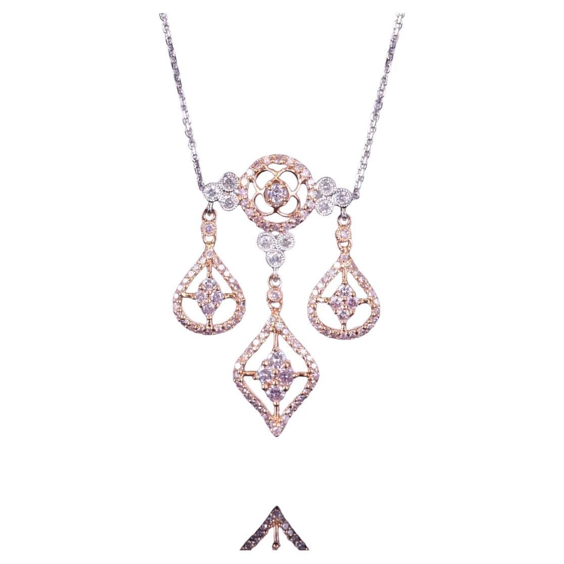 Diamond Chandelier Pendant In Two Tone Gold For Sale