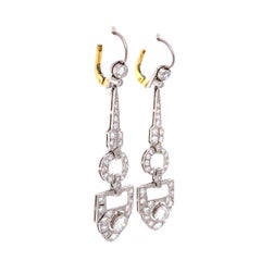 Diamond Chandelier Platinum Art Deco Revival Drop Earrings Estate Fine Jewelry