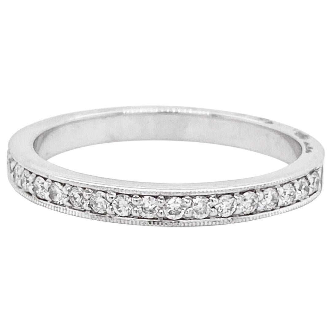 Diamond Channel Band, White Gold, .20 Carat Ring, Wedding Band, Stackable Band