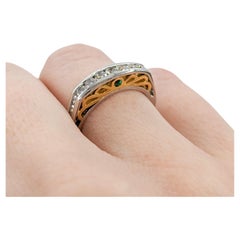 Diamond Channel Ring with Peek-a-boo Emeralds 18k & Platinum