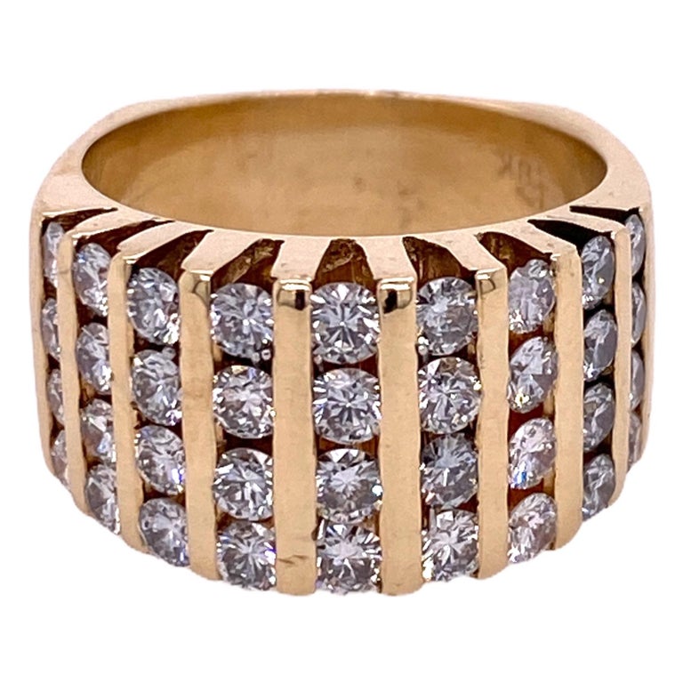 Diamond Channel Set 18 Karat Yellow Gold Band Ring For Sale at 1stDibs