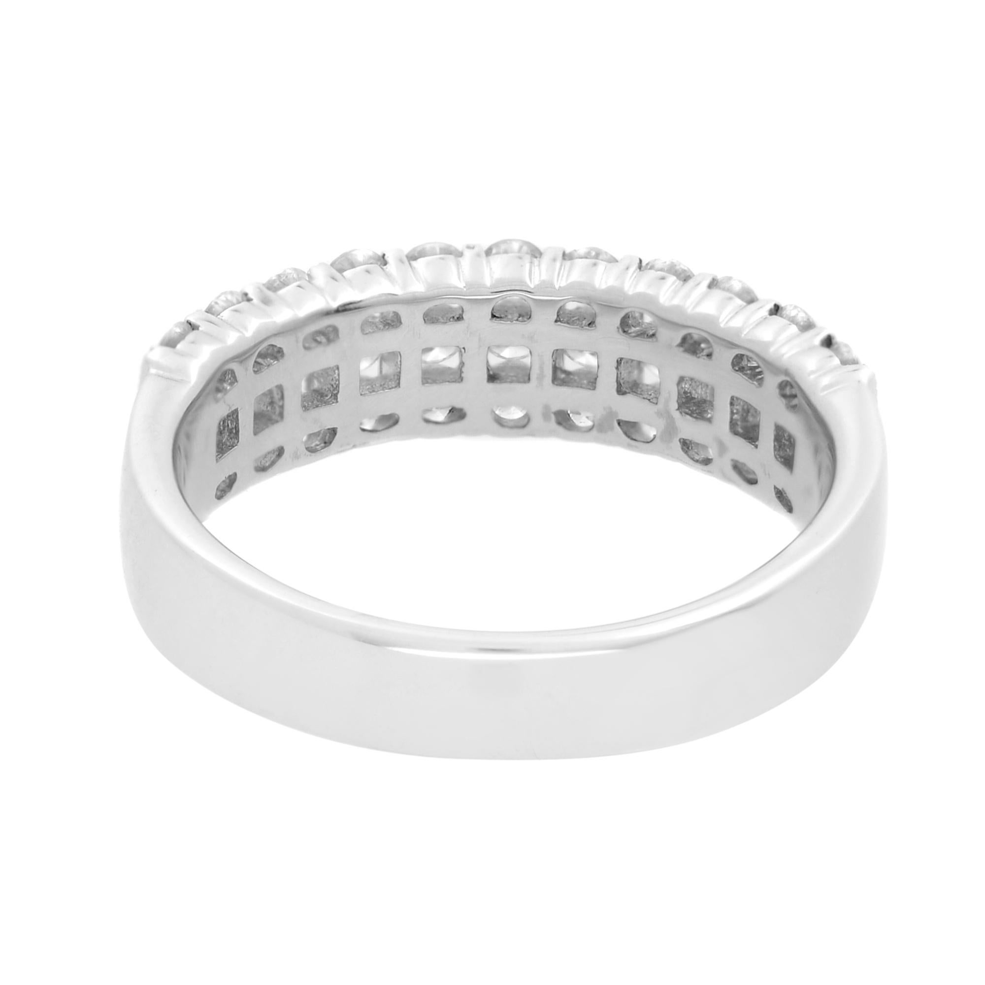 Round Cut Diamond Channel Set Milgrain Wedding Band Ring 18K White Gold 1.05cttw For Sale