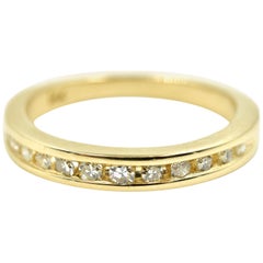 Diamond Channel Set of Wedding Band 14 Karat Yellow Gold