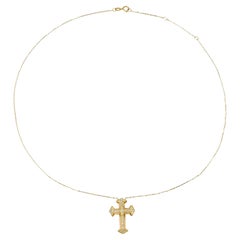 Diamond Charm Christian 14K (or 18k upon request) Yellow Gold Pendant Necklace