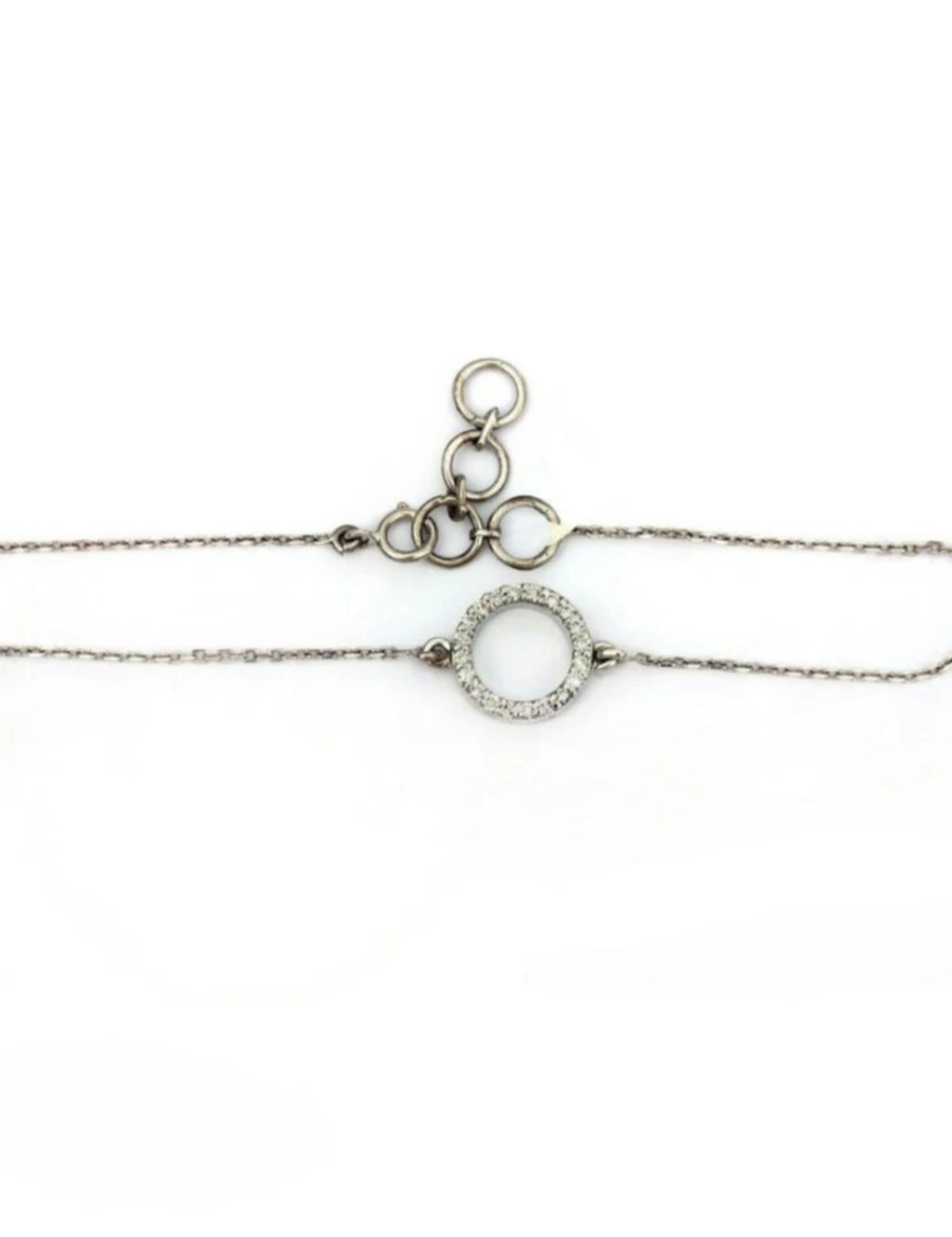 Diamond Charm Link Bar Bracelet 14K Solid Gold Handmade Armband Geschenk für Frauen. (Art déco) im Angebot