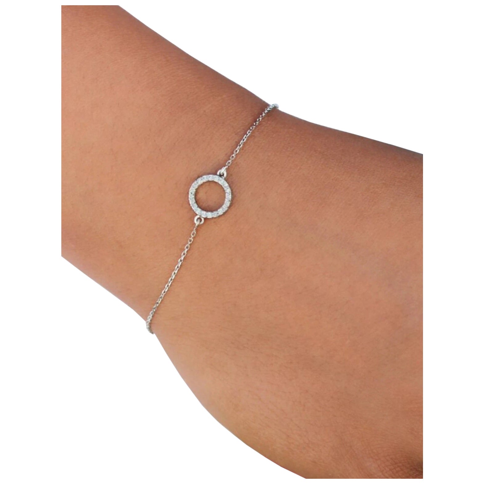 Diamond Charm Link Bar Bracelet 14K Solid Gold Handmade Armband Geschenk für Frauen. im Angebot