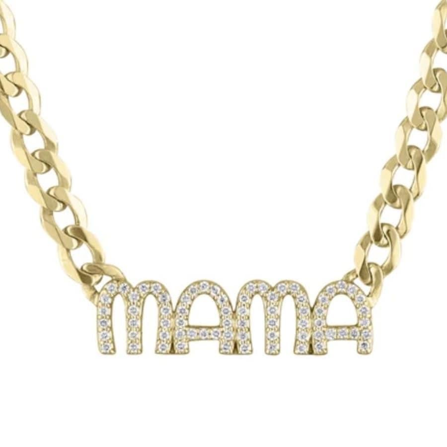 Celebrate the timeless bond of motherhood with this Diamond Charmers Chain 14K Gold Letter MAMA Necklace. Adorned with sparkling natural diamonds, it adds a delicate touch of luxury to any look. Perfect for everyday wear or special occasions, this