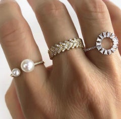 Diamond Chevron Band Ring 14k Gold