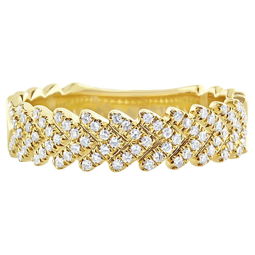Diamond Chevron Band Ring 14k Gold