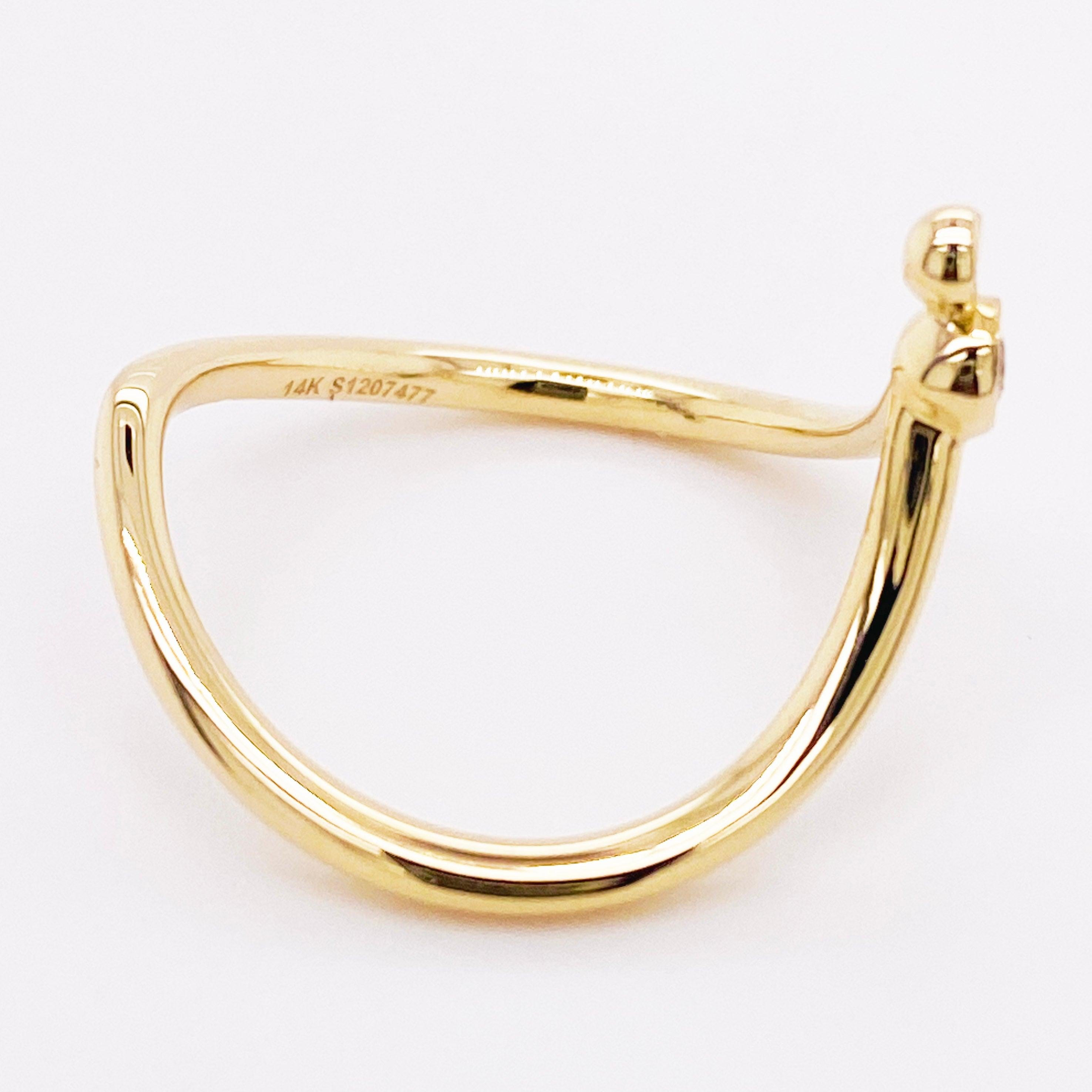 For Sale:  Diamond Chevron Ring, 14 Karat Gold Curved V Ring, Gabriel & Co. LR51827Y45JJ 5