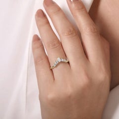 Diamond Chevron Curve 14K Gold Diamond Stack Wedding Anniversary Band, AN15303