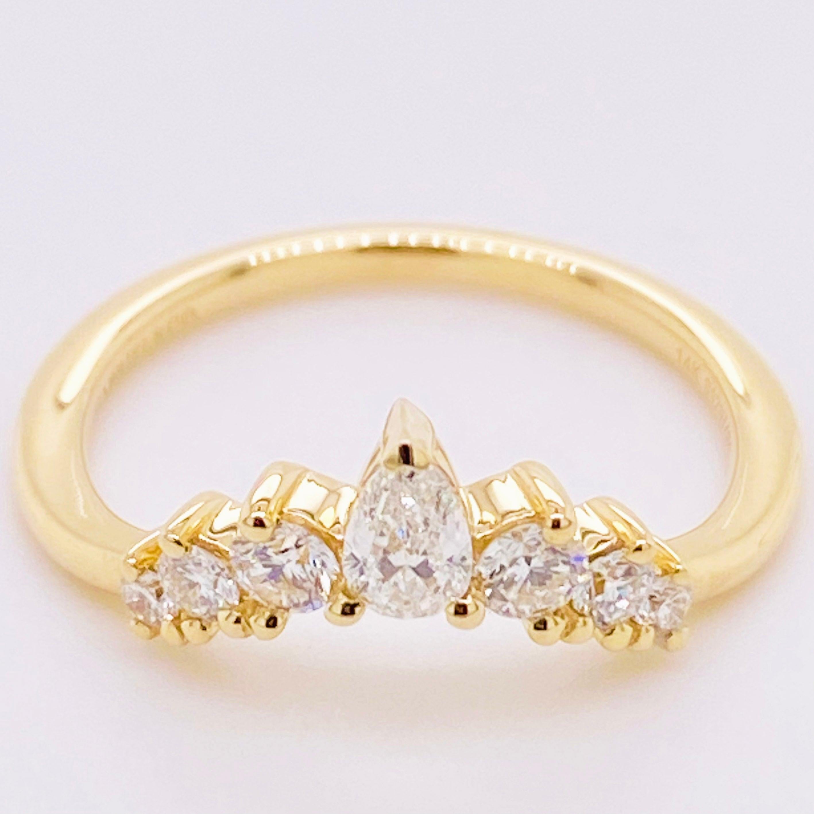 For Sale:  Diamond Chevron Ring, 14 Karat Gold Diamond Anniversary Band, AN15303Y44JJ 3