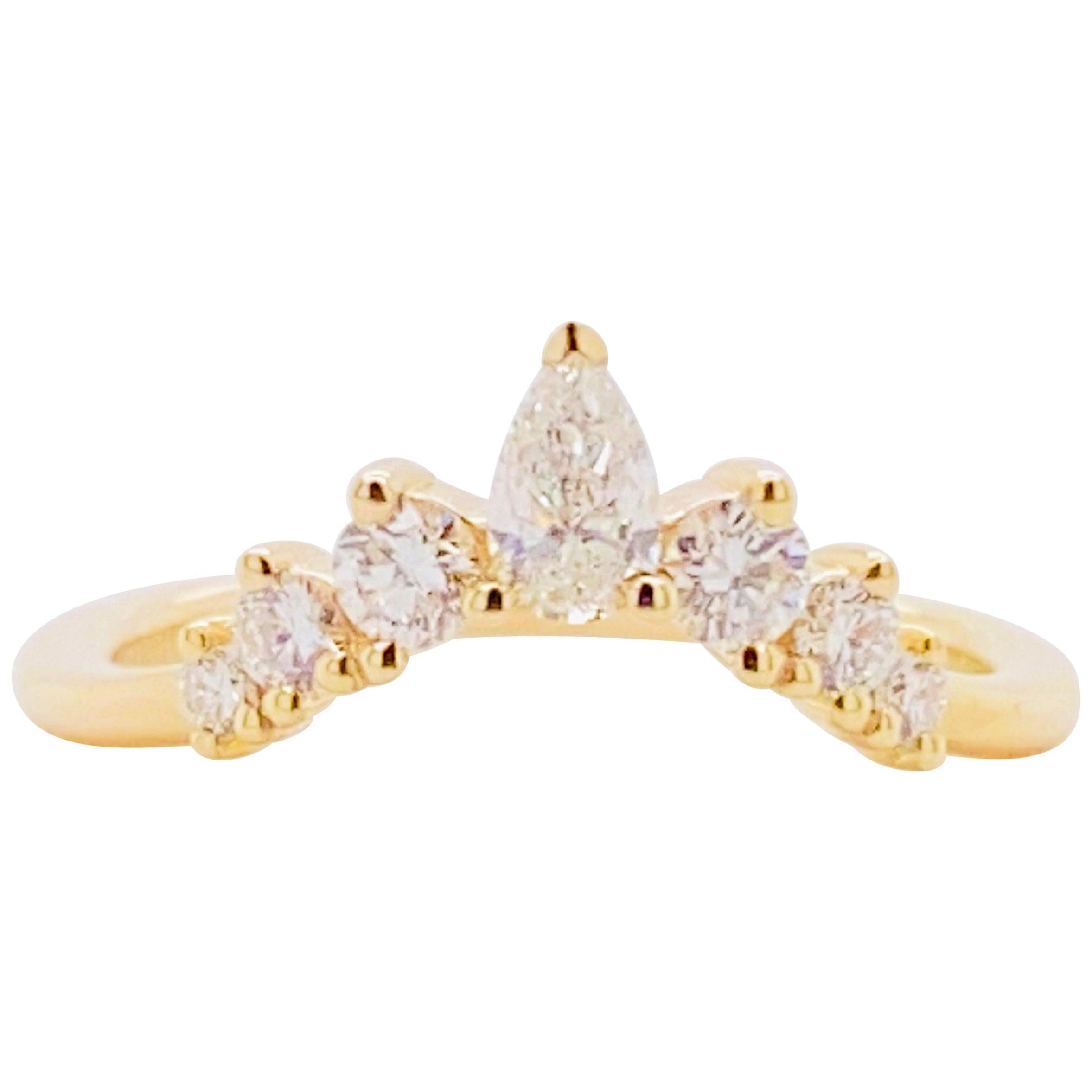 For Sale:  Diamond Chevron Ring, 14 Karat Gold Diamond Anniversary Band, AN15303Y44JJ