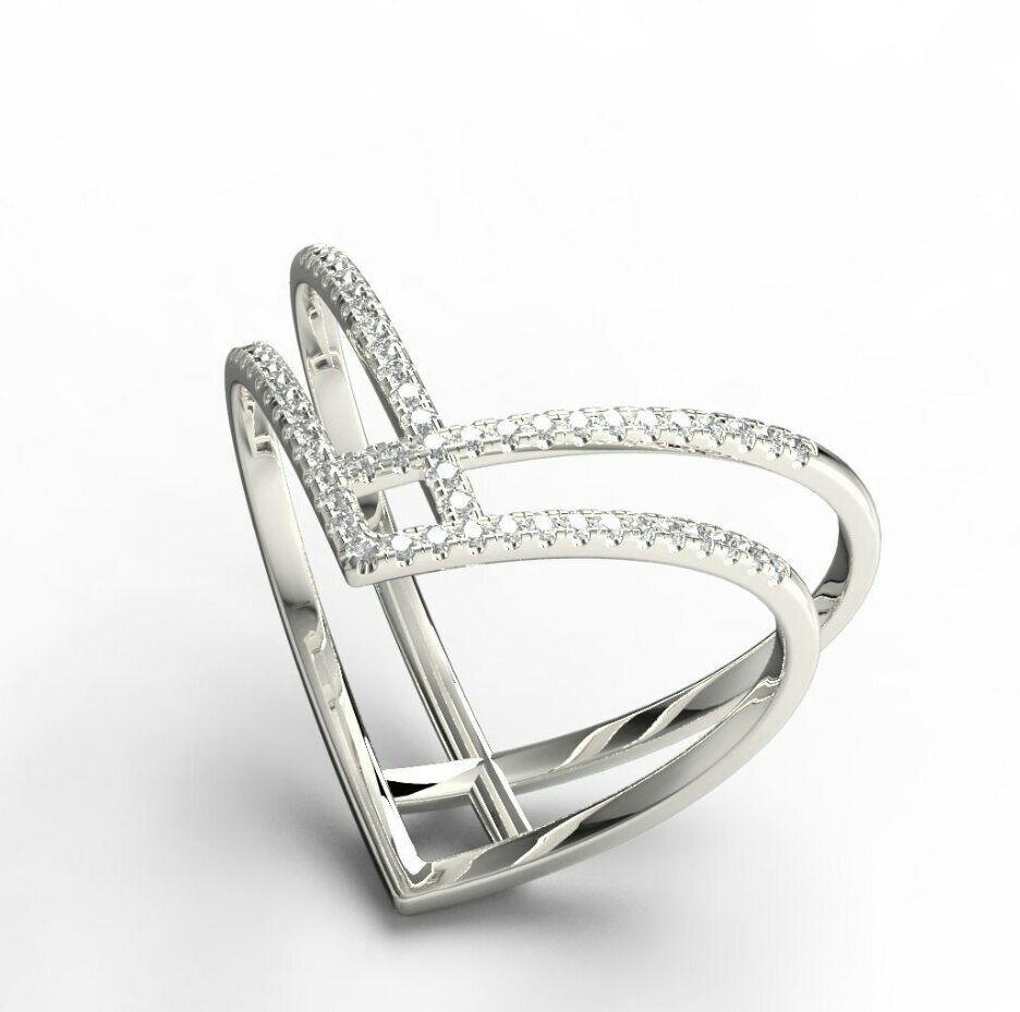 Women's or Men's Diamond Chevron Ring 14K Solid Yellow Gold Stacking ring chevron ring Moms Gift For Sale