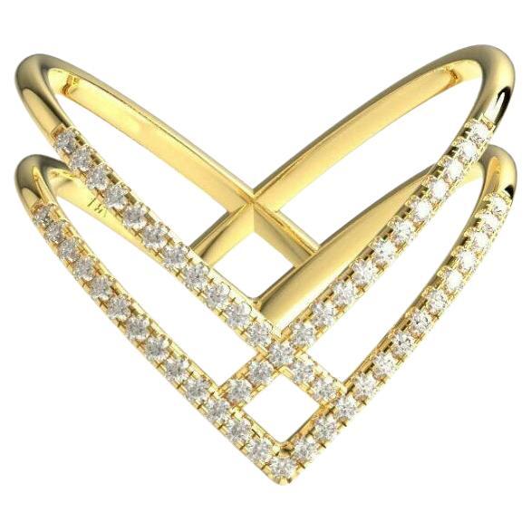 Diamant Chevron Ring 14K massives Gelbgold Stapelring chevron Ring Moms Gift