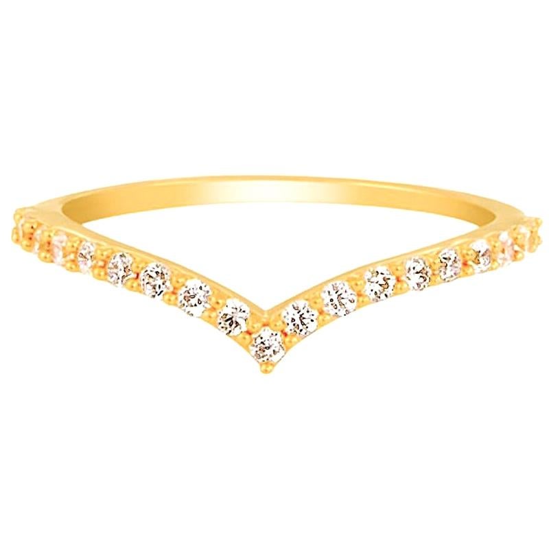 Diamond Chevron Ring in 14 Karat Gold, Diamond Engagement Ring For Sale