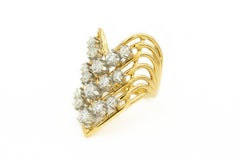 Diamond Chevron "V" Geometric Yellow Gold Ring
