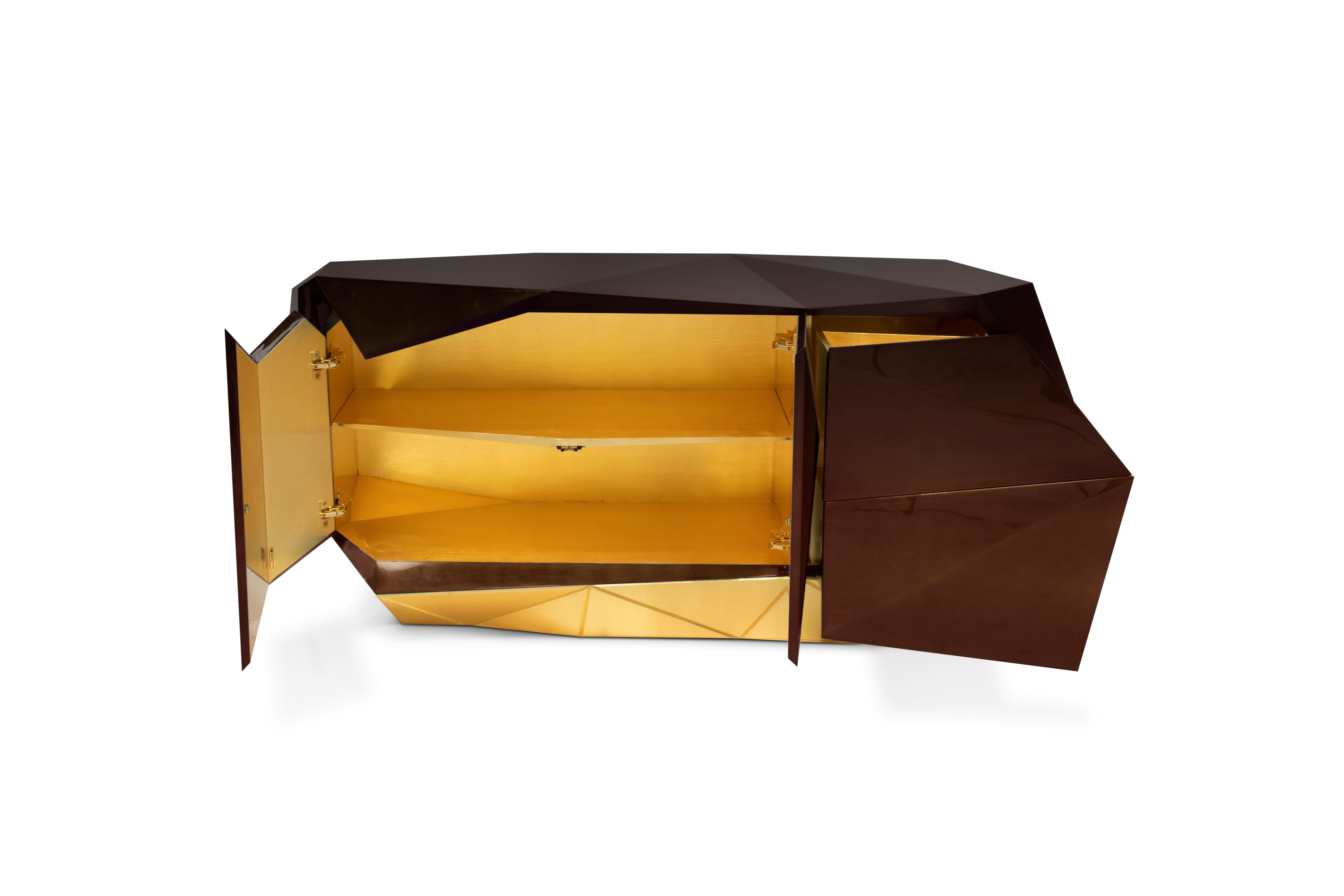 Portugais Buffet chocolat - Bois artisanal et laiton poli - Boca do Lobo en vente