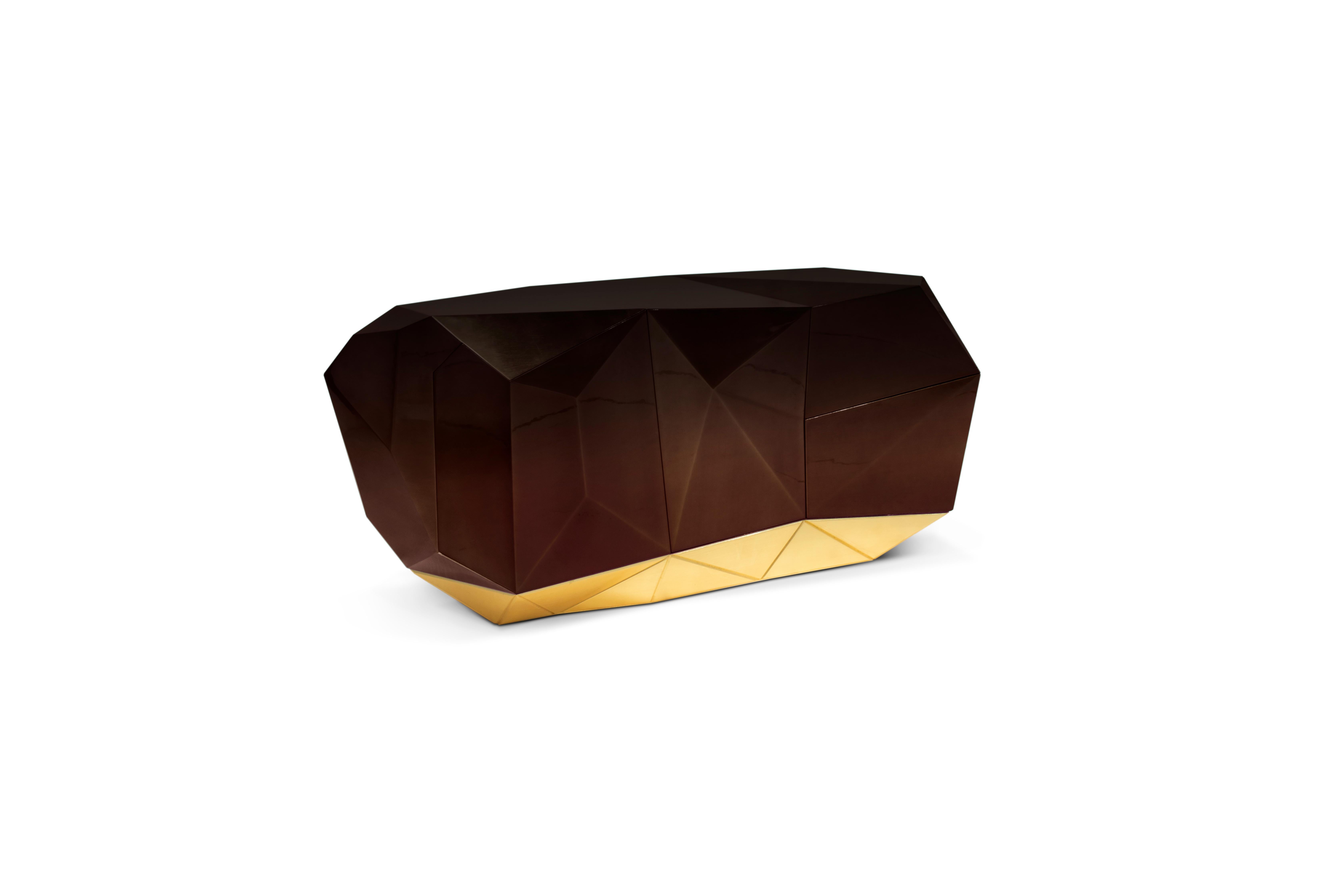 XXIe siècle et contemporain Buffet chocolat - Bois artisanal et laiton poli - Boca do Lobo en vente