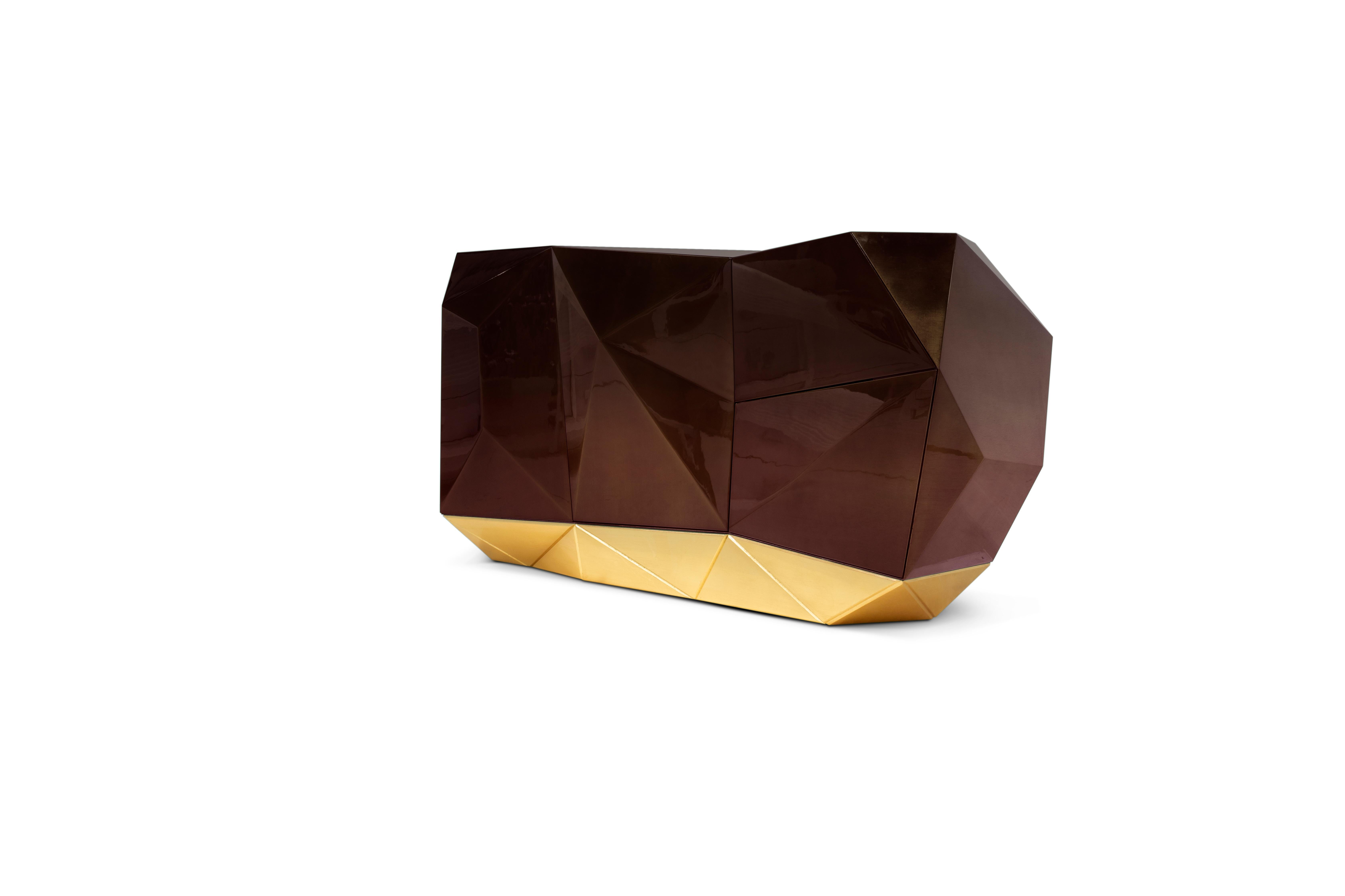 Buffet chocolat - Bois artisanal et laiton poli - Boca do Lobo en vente 1
