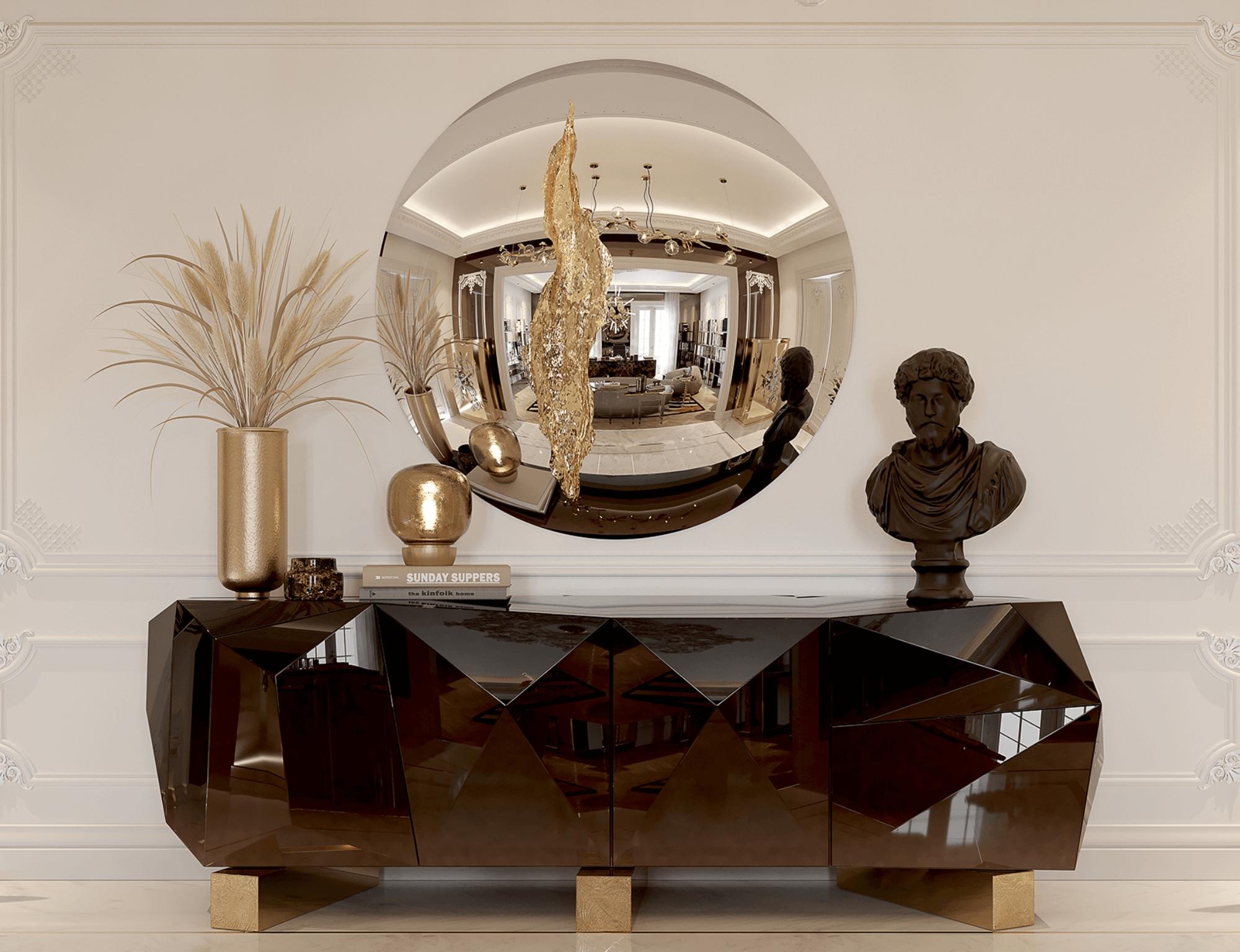 Diamant Schokoladen-Sideboard XL - Handgefertigtes Holz & Messing - Boca do Lobo (Blattgold) im Angebot