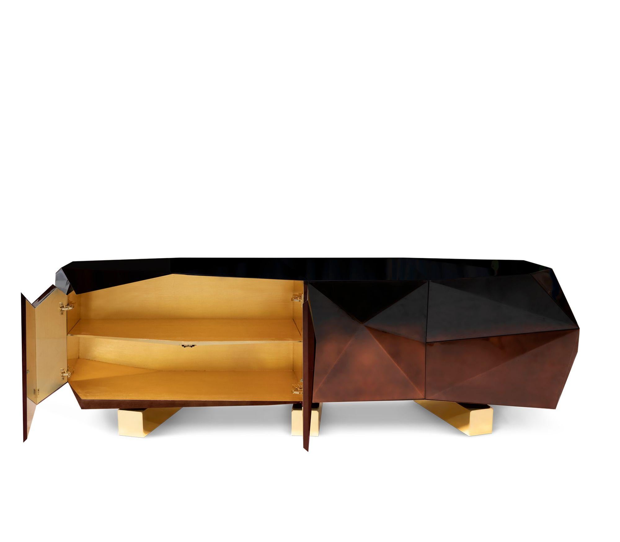 Diamant Schokoladen-Sideboard XL - Handgefertigtes Holz & Messing - Boca do Lobo (Portugiesisch) im Angebot