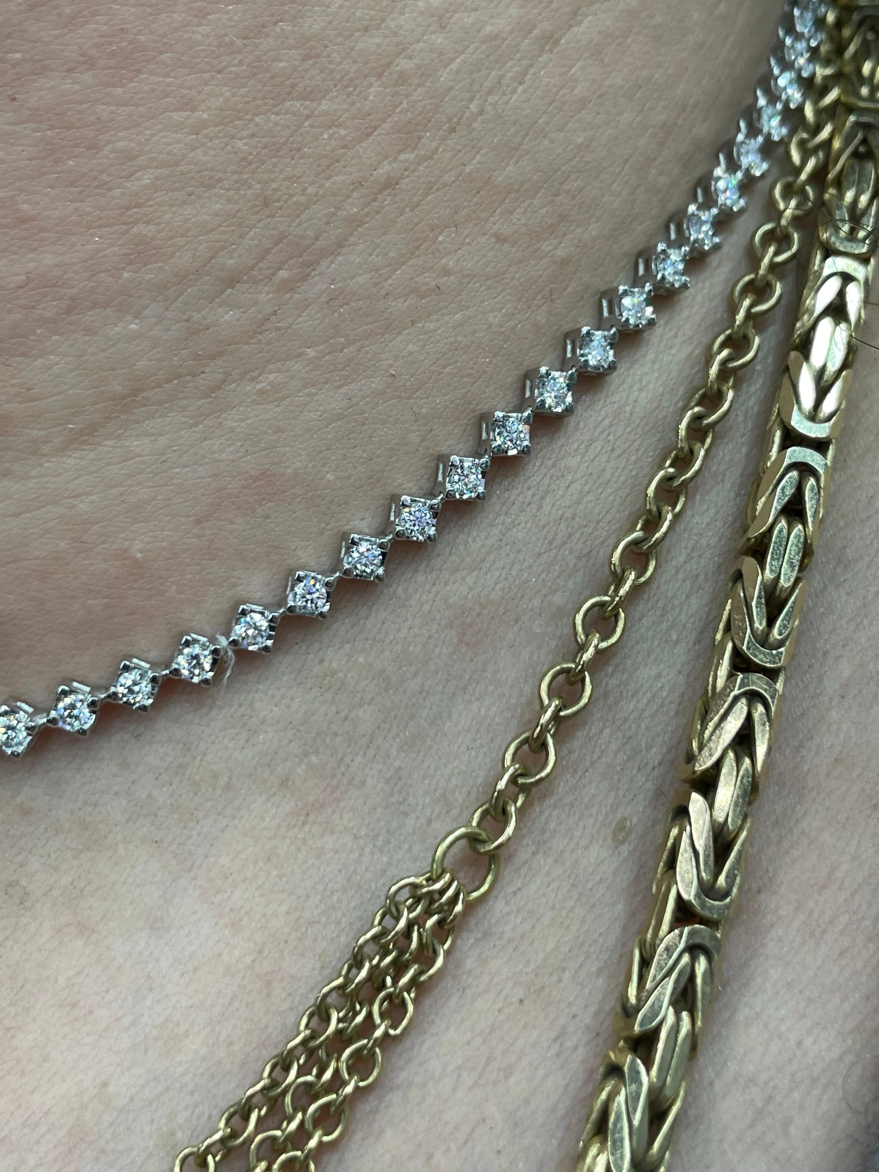 Diamond Choker Necklace 1.52 Carats 14 Karat White Gold G-H VS2-SI1, Adjustable 7