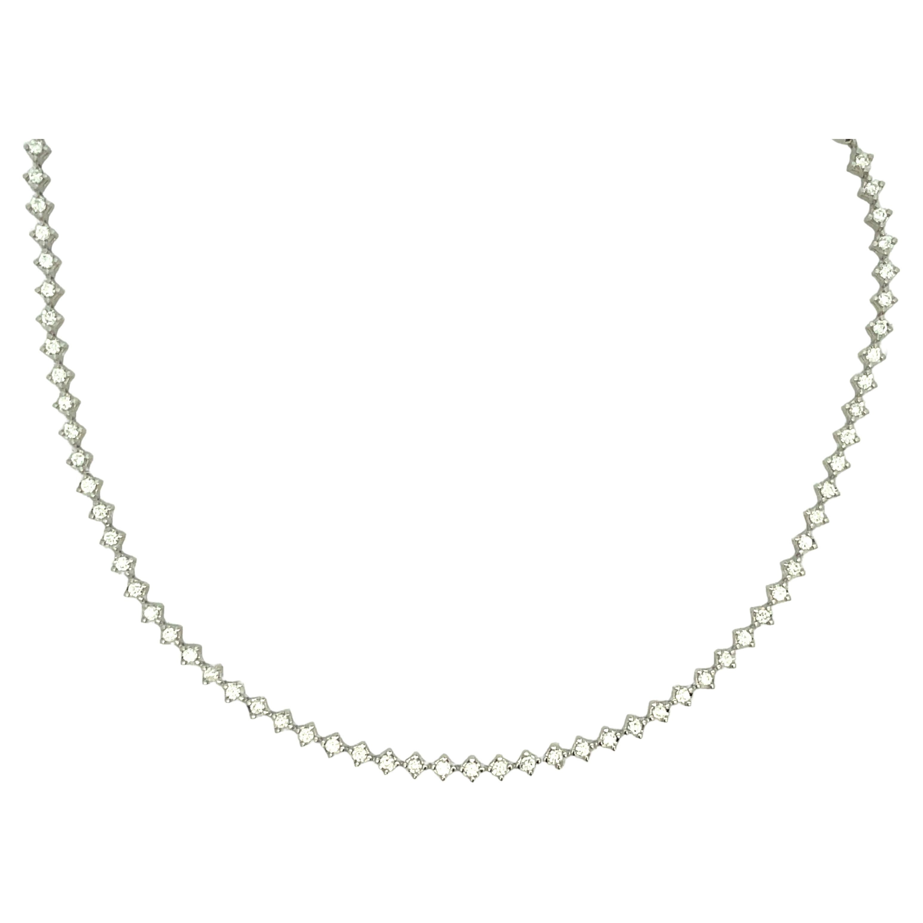 Contemporary Diamond Choker Necklace 1.52 Carats 14 Karat White Gold G-H VS2-SI1, Adjustable