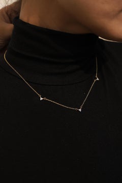 Minimalist Diamond Chain Necklace in 14k Solid Yellow Gold