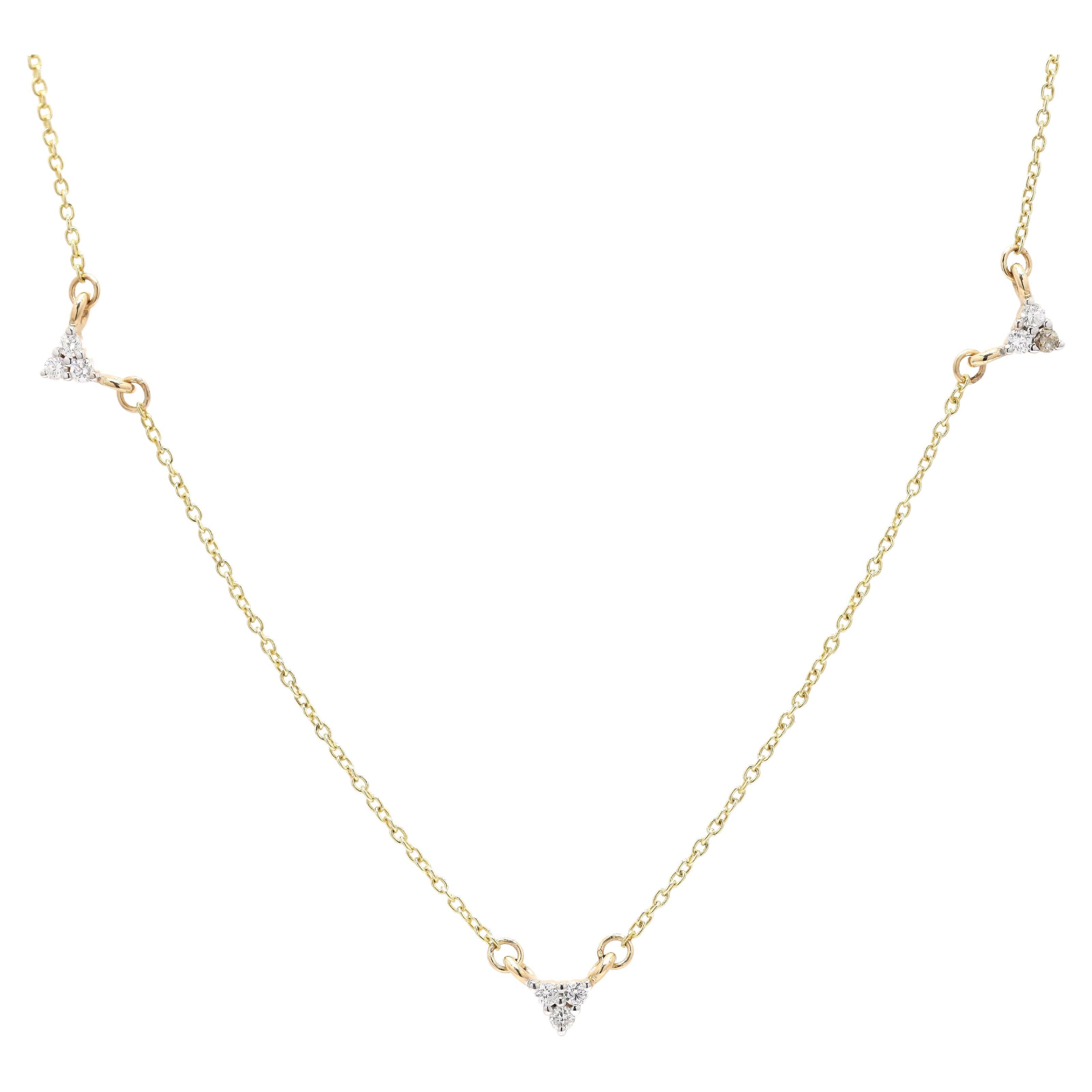 Minimalist Diamond Chain Necklace in 14K Yellow Gold For Sale